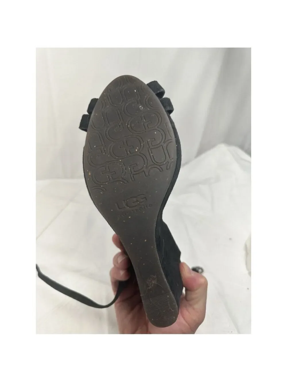 UGG Violet 1772 Leather Ankle Strap black Wedge 4